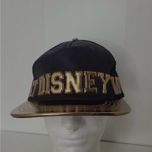 Brand New Walt Disney World Black & Gold Brim Snapback Cap